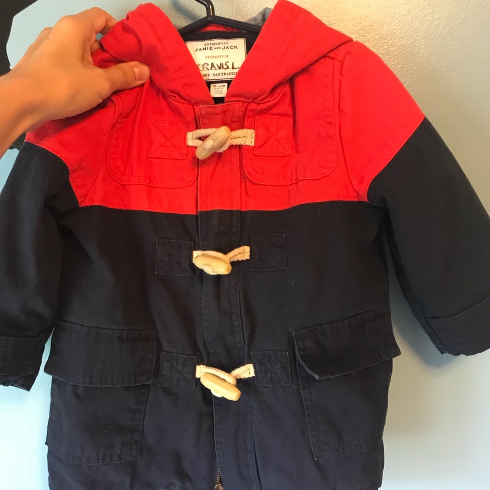 Boys navy and red fall coat